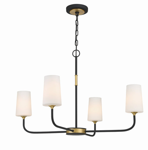 Keaton 34" Four Light Chandelier, Black Forged + Modern Gold