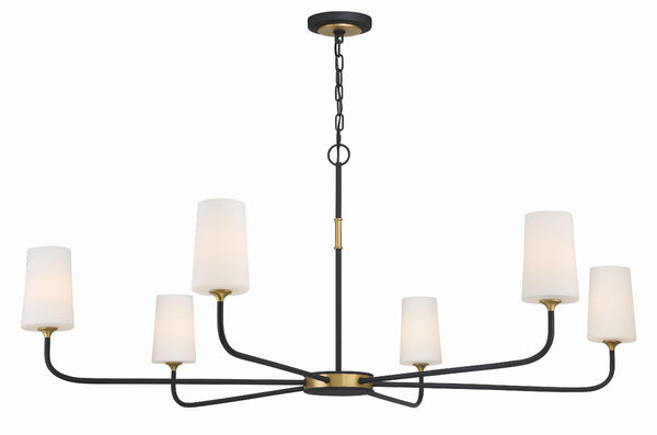 Keaton 54" Six Light Chandelier, Black Forged + Modern Gold