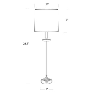 Clove Stem 10" One Light Buffet Table Lamp, Antique Gold Leaf / Natural Linen Shade