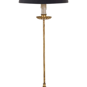 Clove Stem 11" One Light Buffet Table Lamp, Antique Gold Leaf / Black Shade