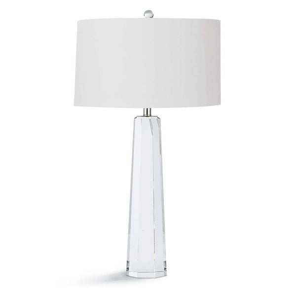 Tapered Hex Crystal 17" One Light Table Lamp, Clear