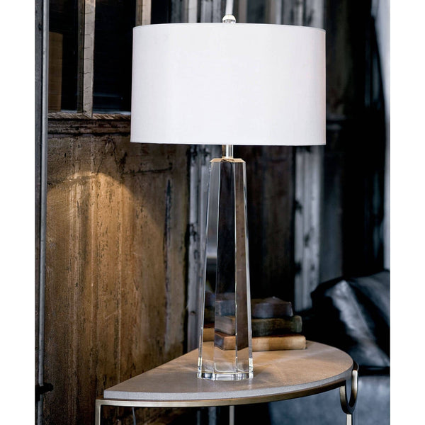 Tapered Hex Crystal 17" One Light Table Lamp, Clear