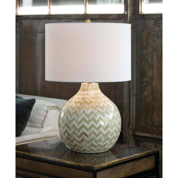 Chevron Bone 18" One Light Table Lamp, Natural