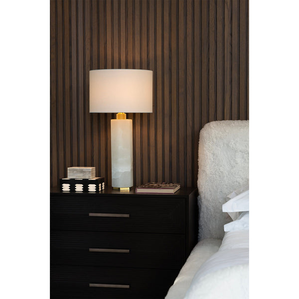 Gear Alabaster 16" One Light Table Lamp, Natural Stone