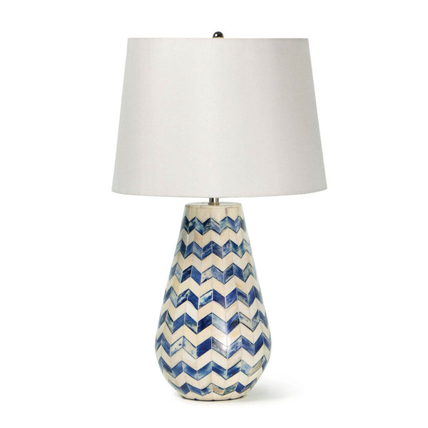 Cassia Chevron 14" One Light Table Lamp, Blue