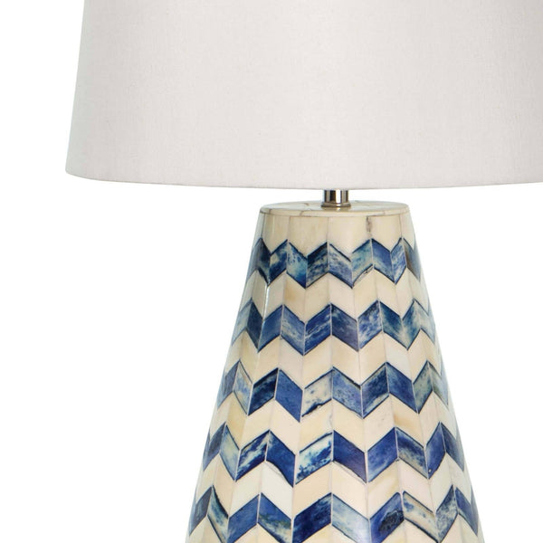 Cassia Chevron 14" One Light Table Lamp, Blue