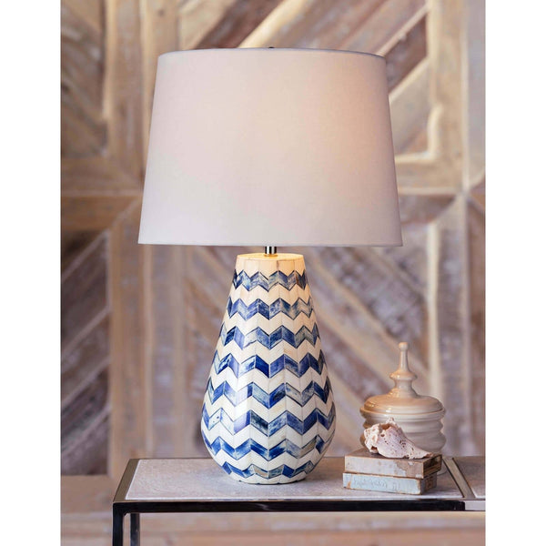 Cassia Chevron 14" One Light Table Lamp, Blue