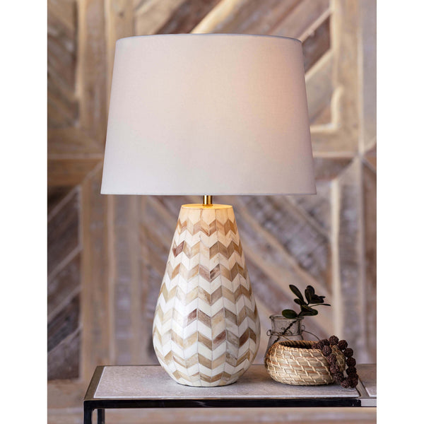 Cassia Chevron 14" One Light Table Lamp, Natural
