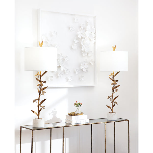 Trillium 14" One Light Buffet Lamp, Antique Gold Leaf