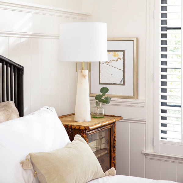 Austen Alabaster 15" Two Lights Table Lamp, Natural Stone