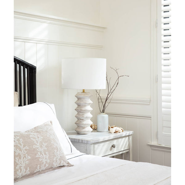 Nova Wood 14" One Light Table Lamp, White