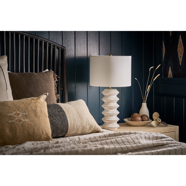 Nova Wood 14" One Light Table Lamp, White