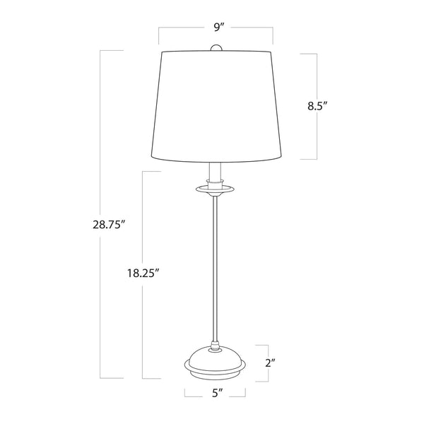 Fisher 11" One Light Buffet Lamp, Gold Leaf
