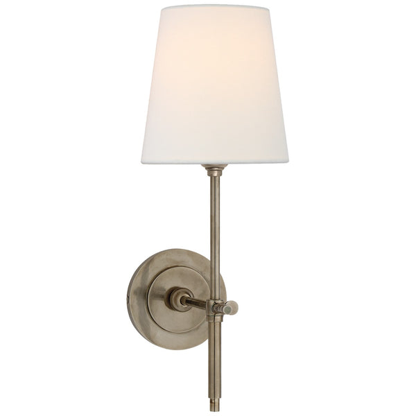 Bryant 5.5" One Light Wall Sconce with Linen Shade, Antique Nickel