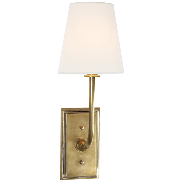 Hulton 6" One Light Wall Sconce with Oval Linen Shade, Hand-Rubbed Antique Brass