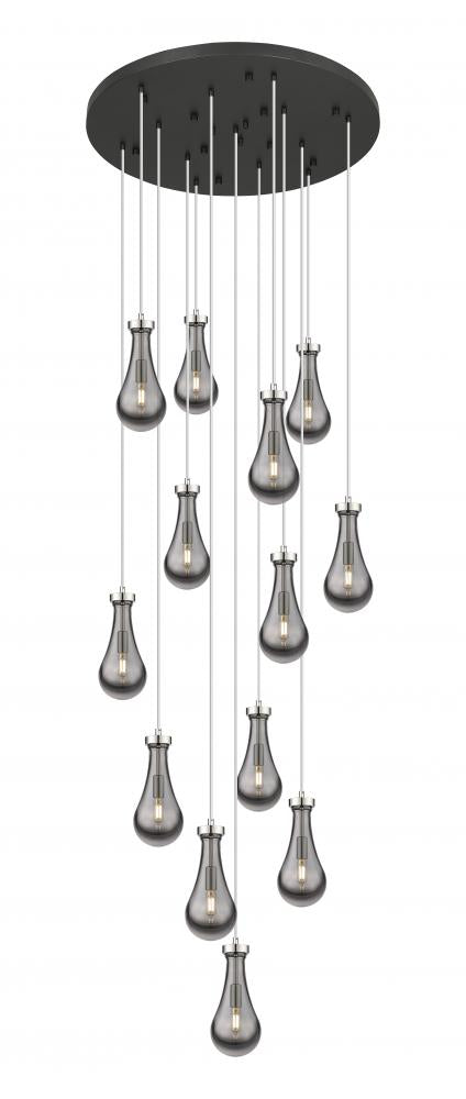 Nouvelle Drop 32" Thirteen Lights Multi Pendant, Polished Nickel