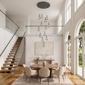 Nouvelle Drop 32" Thirteen Lights Multi Pendant, Polished Nickel