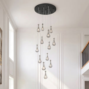 Nouvelle Drop 32" Thirteen Lights Multi Pendant, Polished Nickel