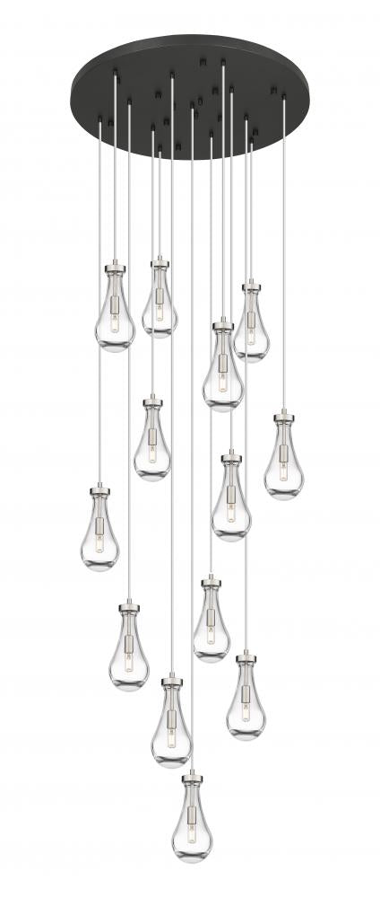 Nouvelle Drop 32" Thirteen Lights Multi Pendant, Brushed Satin Nickel