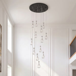 Nouvelle Drop 32" Thirteen Lights Multi Pendant, Brushed Satin Nickel