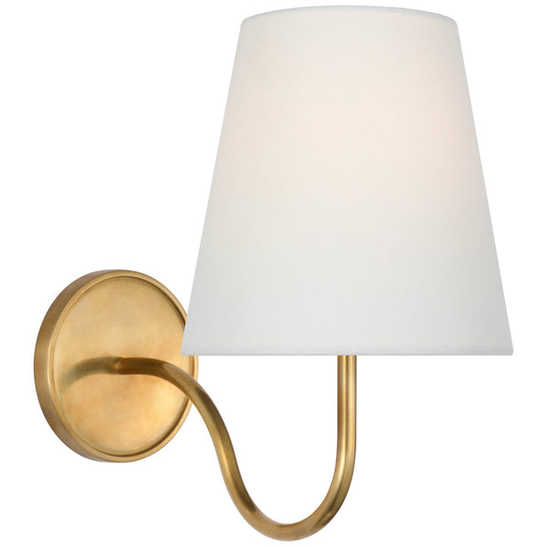 Lyndsie 6" LED Wall Sconce, Hand-Rubbed Antique Brass with Linen Shade