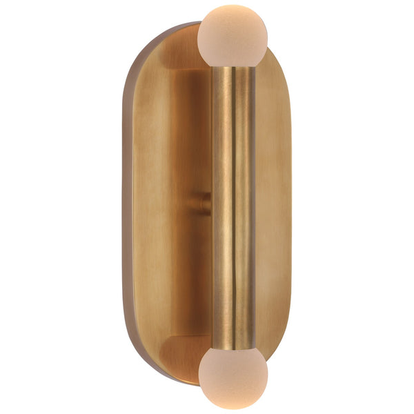 Rosseau 4.25" LED Wall Sconce, Antique-Burnished Brass with Etched Crystal Orb