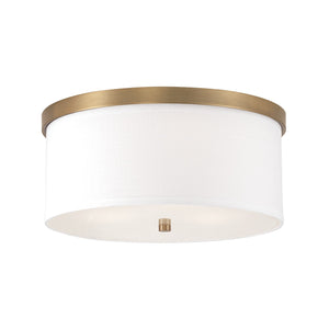 Addison 15.75" Three Light Flush Mount, Aged Brass