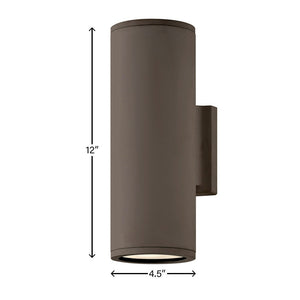 Cache 4" Two Lights Small Up/Down Wall Mount Lantern, Architectural Bronze