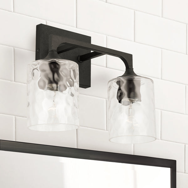 Odell 13.5" Two Light Vanity, Black Iron