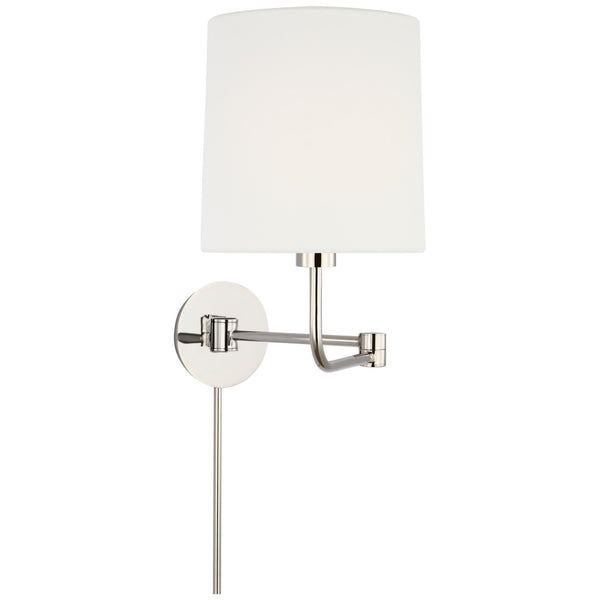 Go Lightly 8.75" LED Swing Arm Wall Light, Polished Nickel / Linen