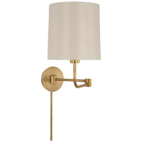 Go Lightly 8.75" LED Swing Arm Wall Light, Soft Brass / China White