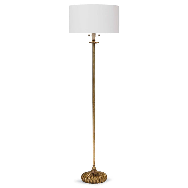 Clove Stem 17" Two Lights Floor Lamp, Antique Gold Leaf