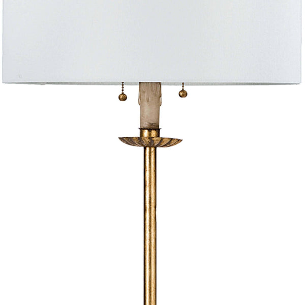 Clove Stem 17" Two Lights Floor Lamp, Antique Gold Leaf