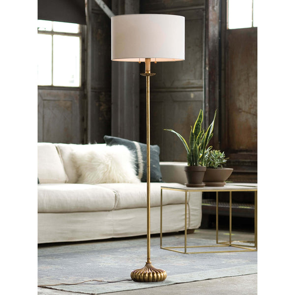 Clove Stem 17" Two Lights Floor Lamp, Antique Gold Leaf