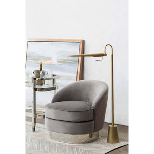 Raven 6" One Light Floor Lamp, Natural Brass