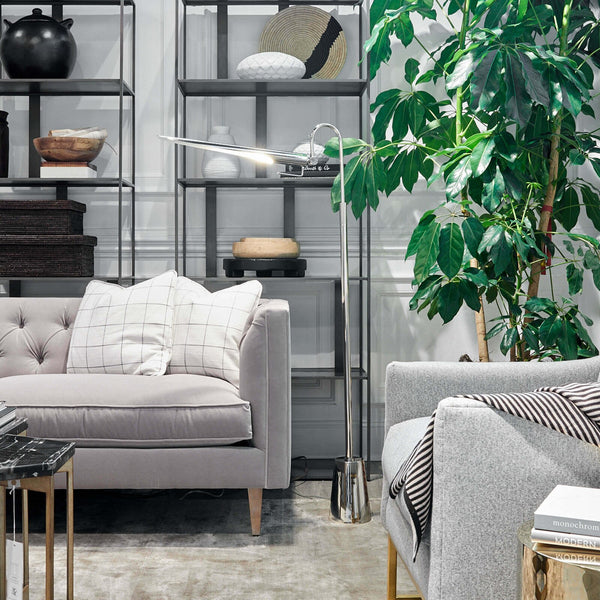 Raven 6" One Light Floor Lamp, Polished Nickel