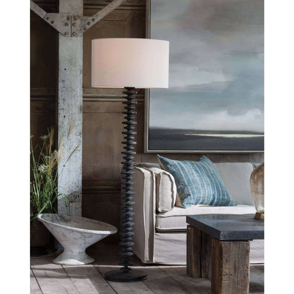 Fishbone 21" One Light Floor Lamp, Ebony