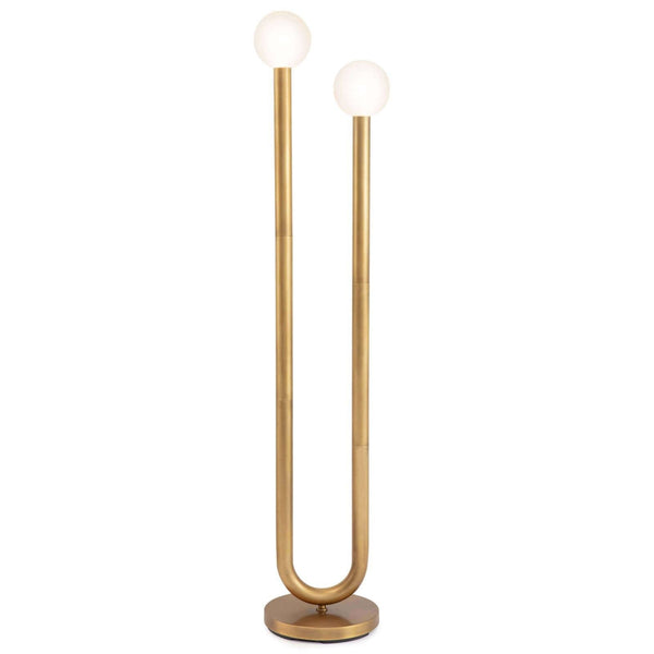 Happy 11" Two Lights Floor Lamp, Natural Brass