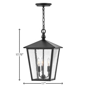 Mesa 11" Three Lights Medium Hanging Lantern, Black