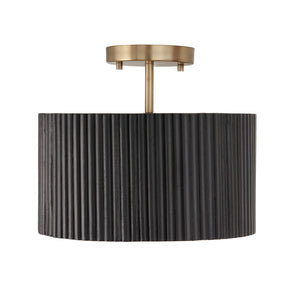 Reid 12.5'' One Light Semi-Flush Mount, Black Stain and Matte Brass - Main Product Image.jpg