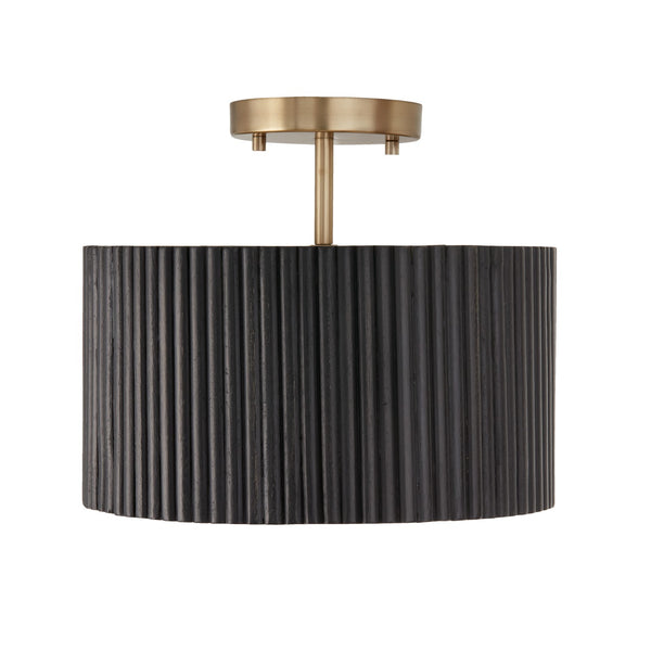 Reid 12.5'' One Light Semi-Flush Mount, Black Stain and Matte Brass - Main Product Image.jpg