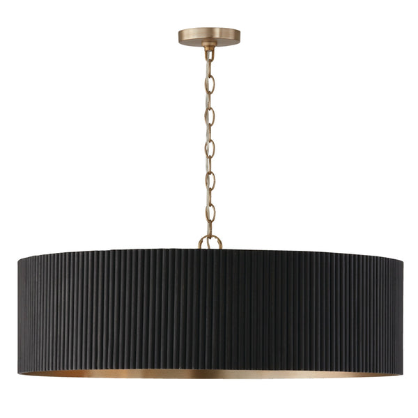 Reid 30.75'' Four Light Chandelier, Black Stain and Matte Brass - Main Product Image.jpg