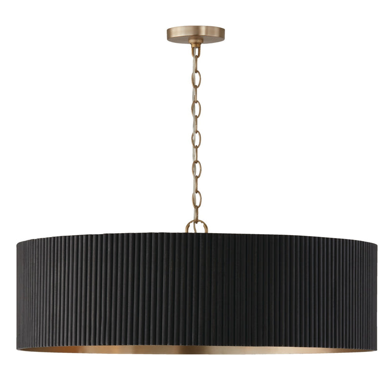 Reid 30.75'' Four Light Chandelier, Black Stain and Matte Brass - Main Product Image.jpg