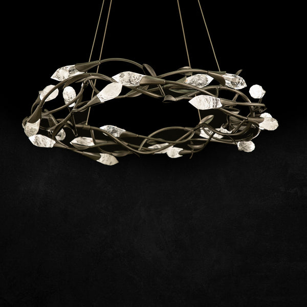 Secret Garden 34'' LED Pendant, Antique Pewter with Heritage Optic Haze - Main Product Image.jpg