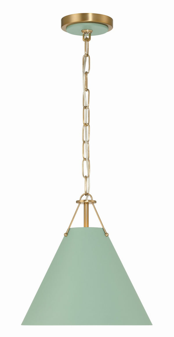 Xavian 12'' One Light Mini Pendant, Gold / Green - Main Product Image.jpg