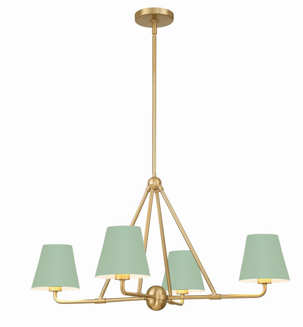 Xavian 31.75'' Four Light Chandelier, Gold / Green - Main Product Image.jpg
