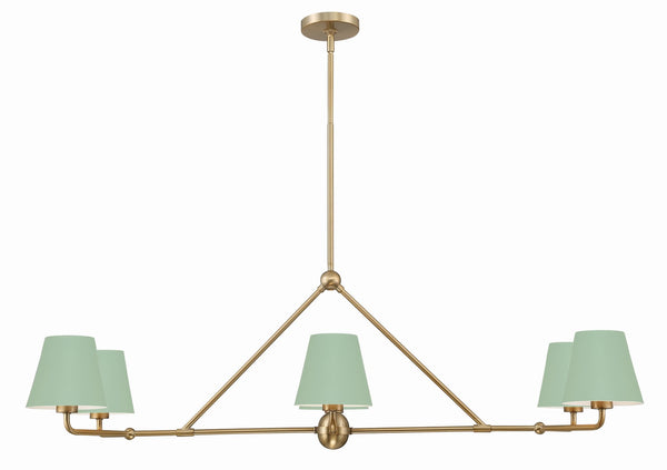 Xavian 18'' Six Light Chandelier, Gold / Green - Main Product Image.jpg