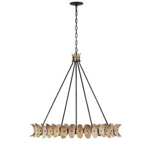 Monarch 36" Eight Light Chandelier, Champagne Mist with Coconut Shell