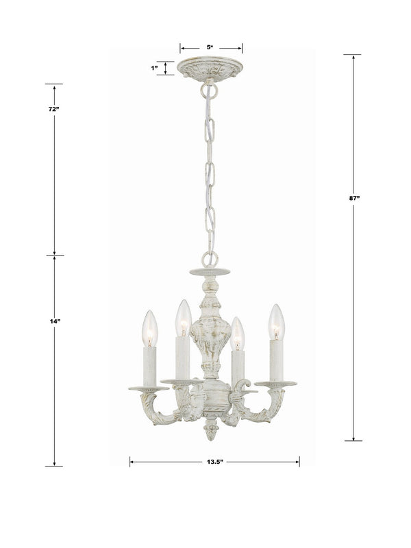 Maison Parisienne 13.5'' Four Light Mini Chandelier, Antique White Alt 5.jpg