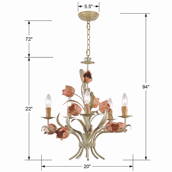 Rockwell 20'' Five Light Chandelier, Sage Rose - Alternate Product Image 3.jpg